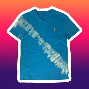 NWT Polo Ralph Lauren Blue V-Neck Tie Dye Medium